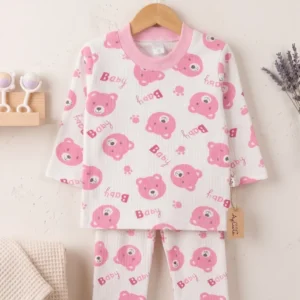 Kız Bebek Baskılı Uzun Kollu Pijama Takımı