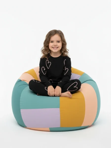 Bisiklet Yaka Siyah Uzun Kollu Kız Çocuk Pijama Takımı
