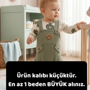Ayıcık Nakışlı Erkek Bebek 3’lü Tulum-Salopet Seti - Görsel 4