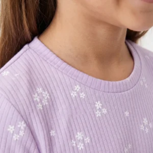 Çiçek Desenli Bisiklet Yaka Yazlık Kız Çocuk Pijama Takımı - Görsel 3